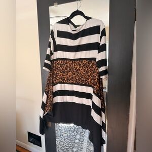 Striped and Leopard Print Women's Top
